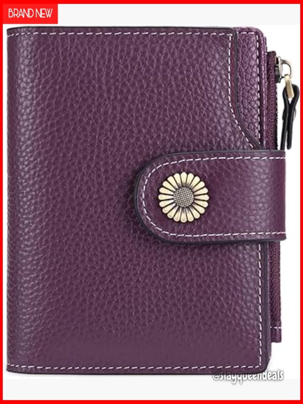 Leather Bifold RFID Blocking Compact Women's Wallet with 16 Card Slots